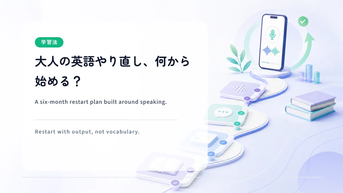 大人の英語やり直し、何から始める？ — スピーキング起点の6か月ロードマップ
